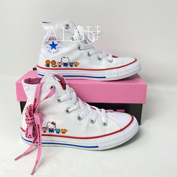 Conv&Hello Kitty Ctas High Top White Pink Kid’s - Picture 2 of 8